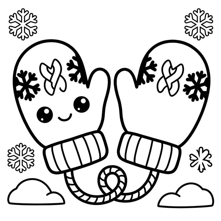 mittens colouring page
