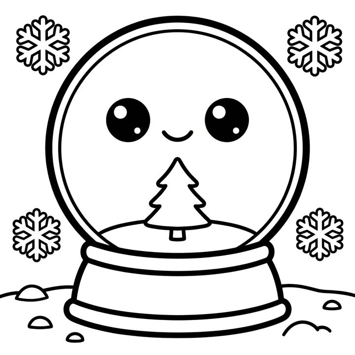 snow globe colouring page