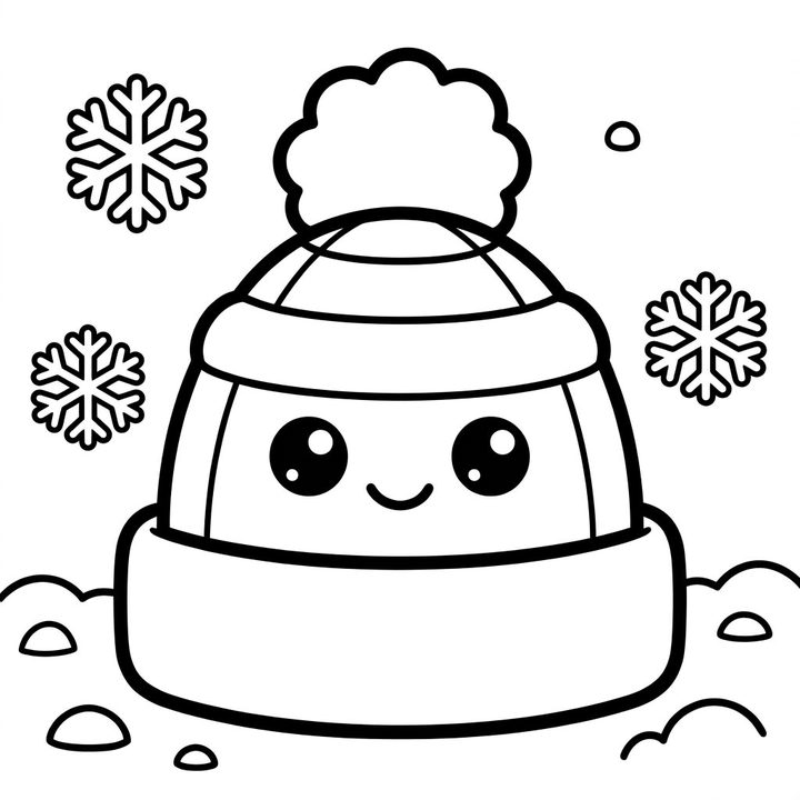 woolly hat colouring page