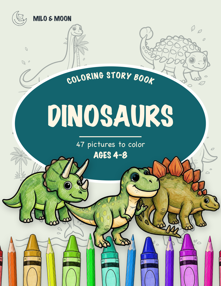 Dinosaurs, a colouring story book