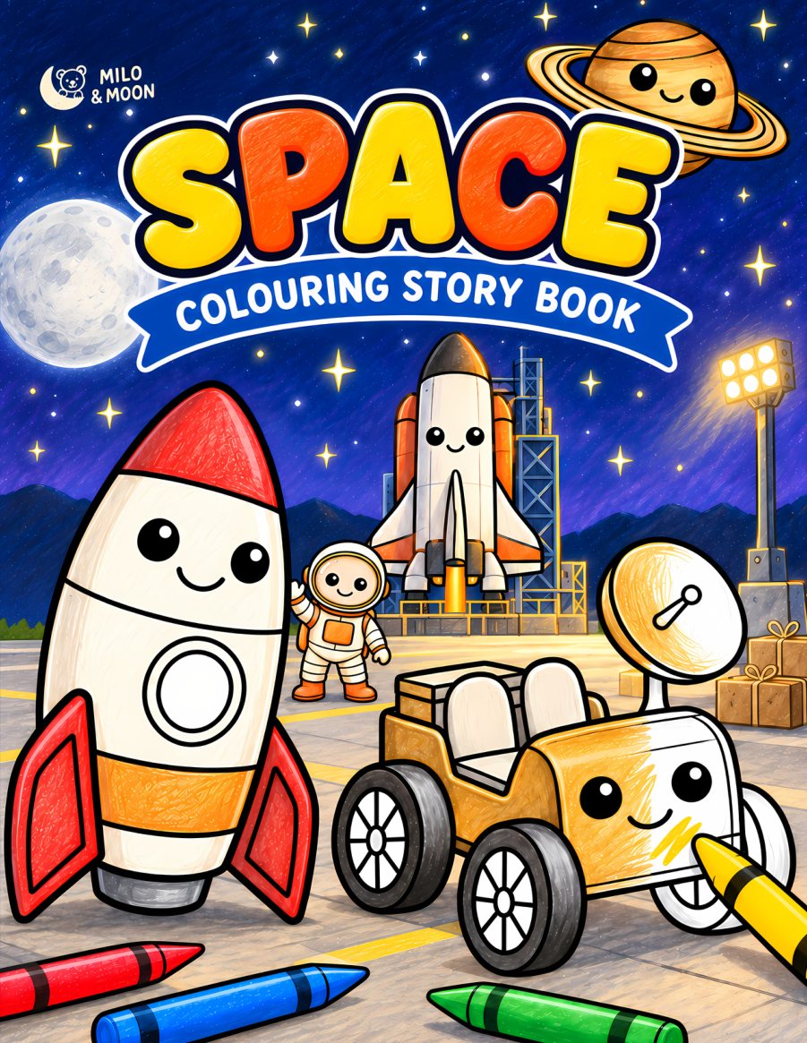 Space, a colouring story book