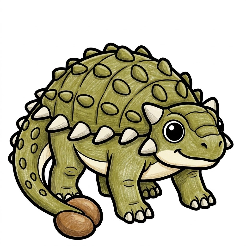 A green Ankylosaurus from Dinosaurs, coloured in