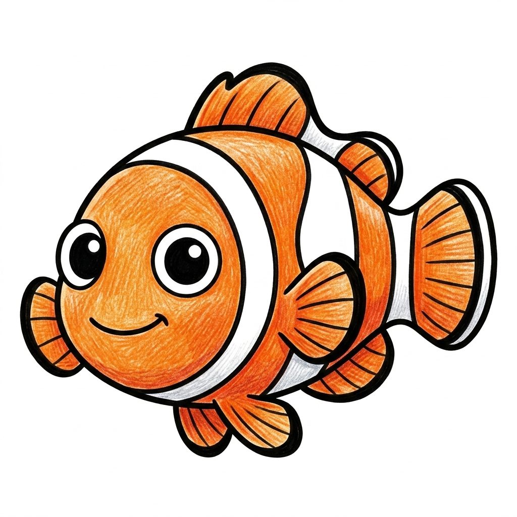 An orange clownfish from Sea Creatures, coloured in