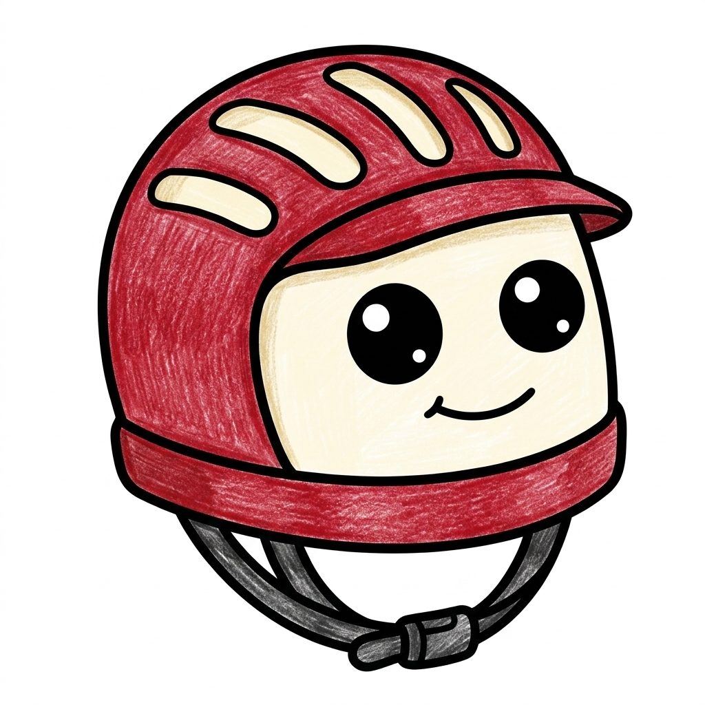 A red riding helmet from Sports, coloured in