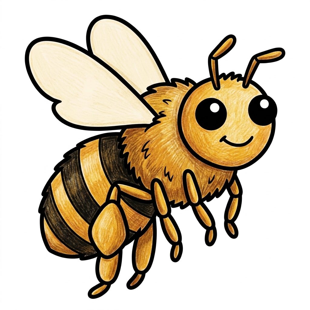 A yellow and black honeybee from Bugs & Insects, coloured in