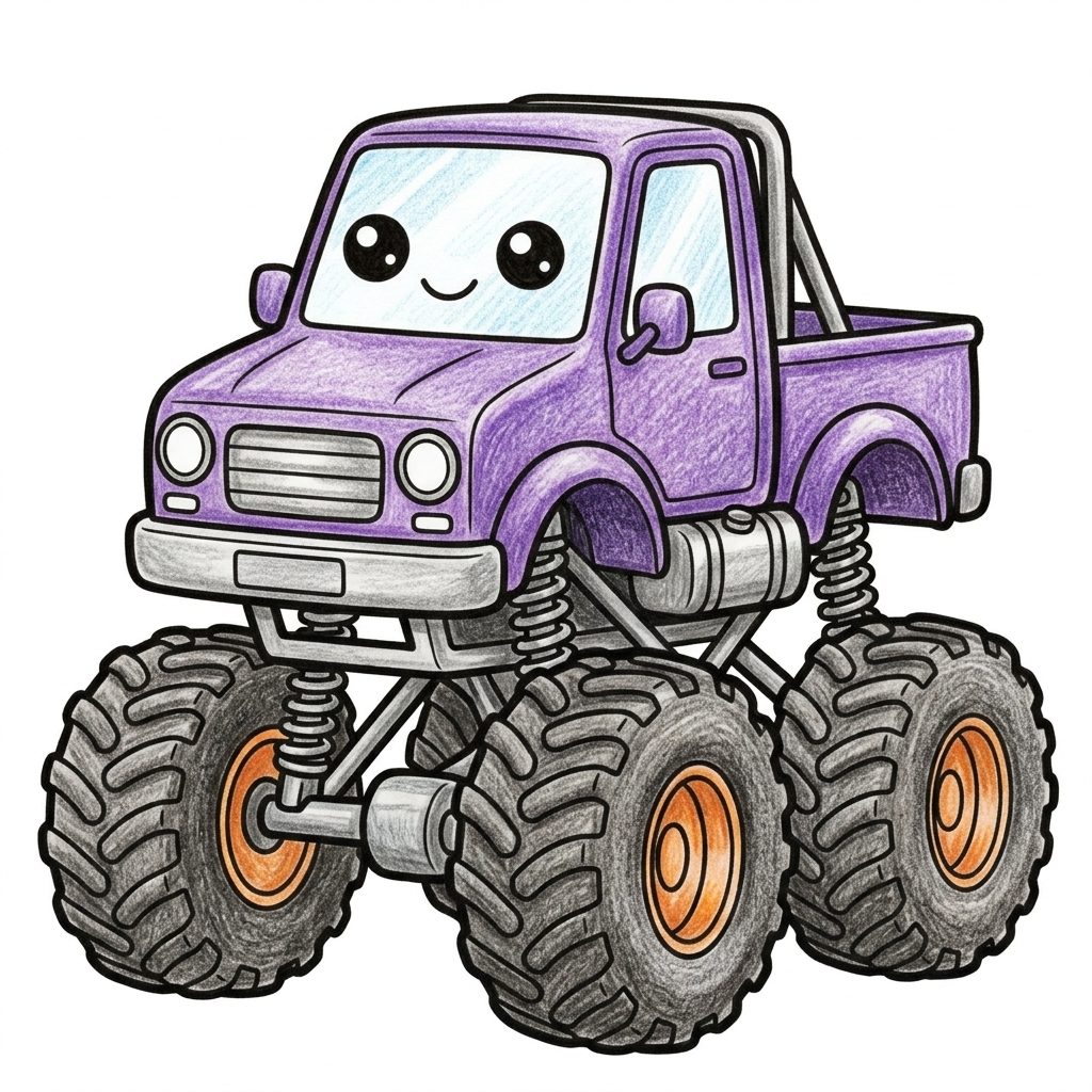 A purple monster truck from Vehicles, coloured in