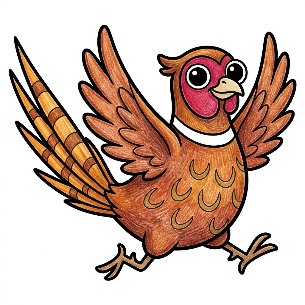 A copper-brown pheasant from Birds, coloured in