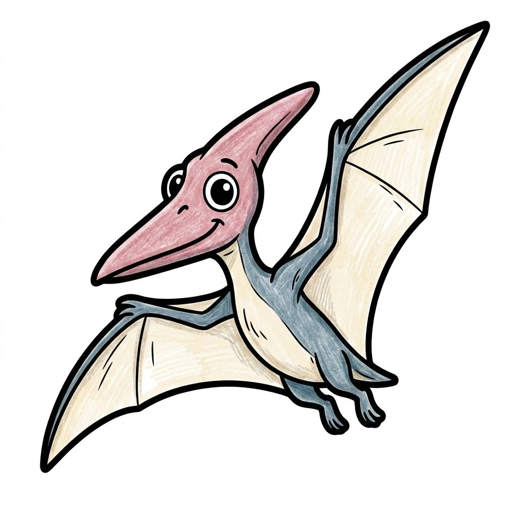 A grey Pteranodon from Dinosaurs, coloured in