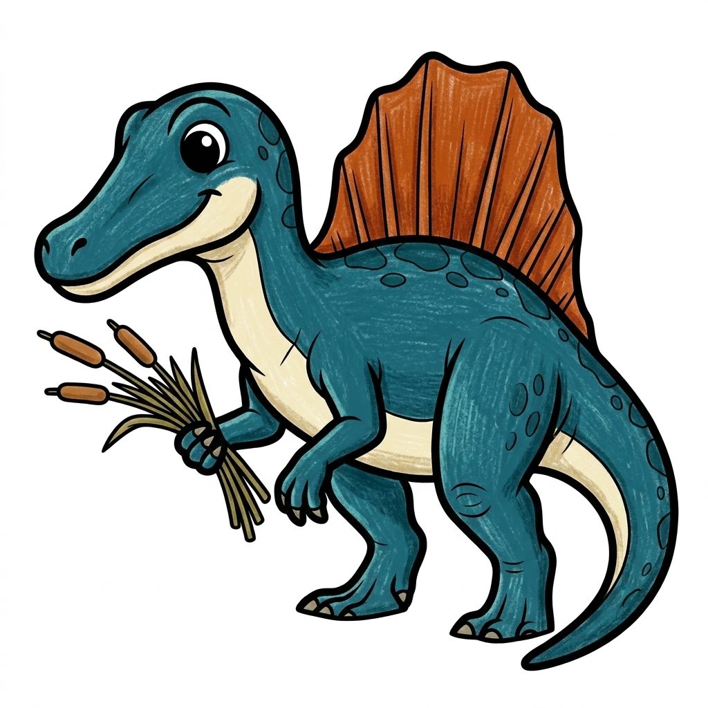 A blue Spinosaurus from Dinosaurs, coloured in