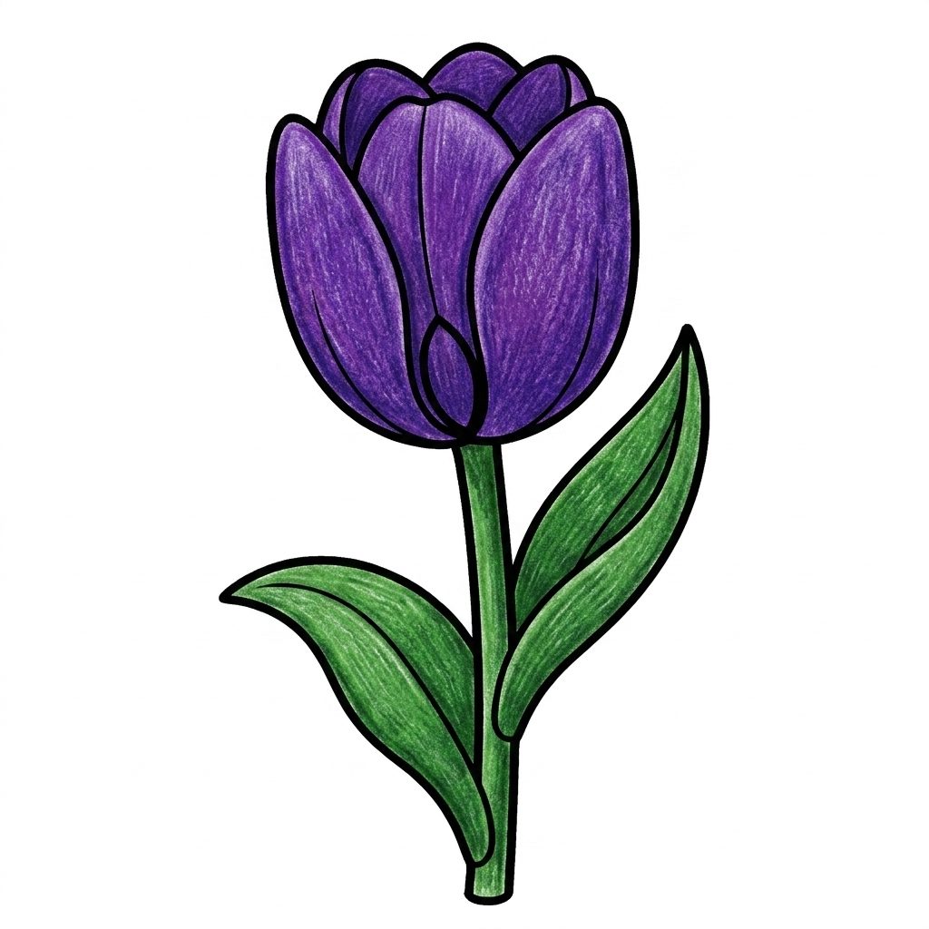 A purple tulip from Butterflies & Flowers, coloured in