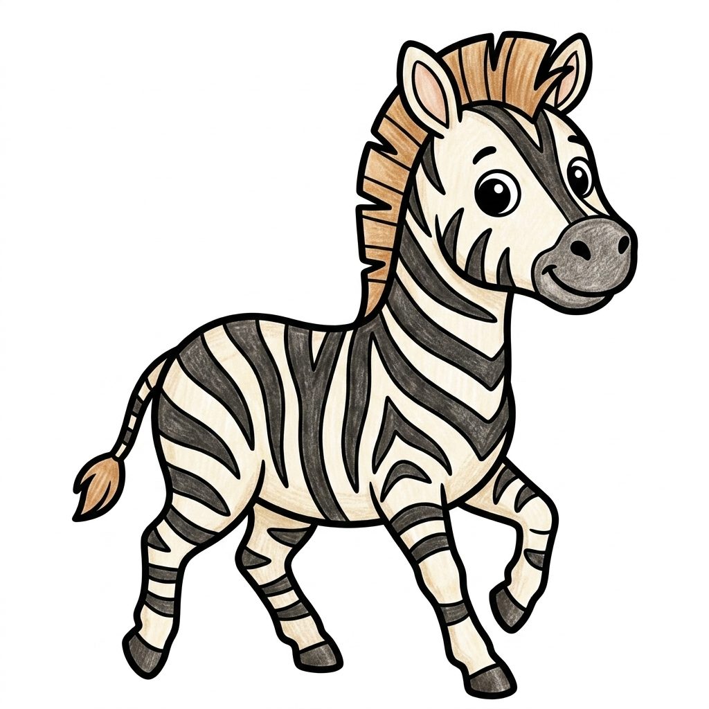 A zebra from Animals, coloured in